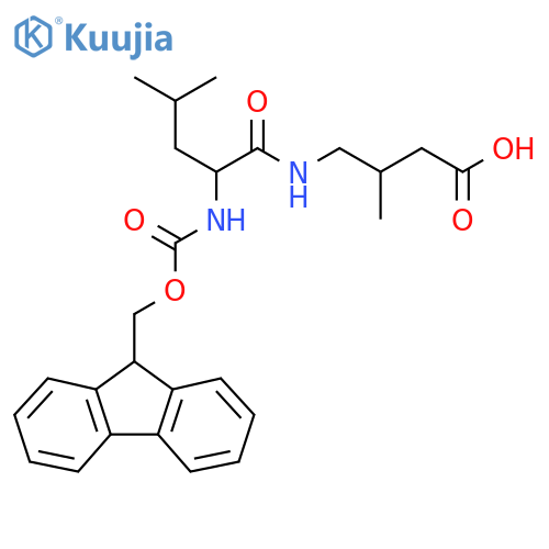 4-2-({(9H-fluoren-9-yl)methoxycarbonyl}amino)-4-methylpentanamido-3-methylbutanoic acid structure