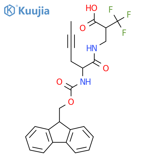 2-{2-({(9H-fluoren-9-yl)methoxycarbonyl}amino)hex-4-ynamidomethyl}-3,3,3-trifluoropropanoic acid structure