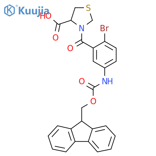 3-2-bromo-5-({(9H-fluoren-9-yl)methoxycarbonyl}amino)benzoyl-1,3-thiazolidine-4-carboxylic acid structure