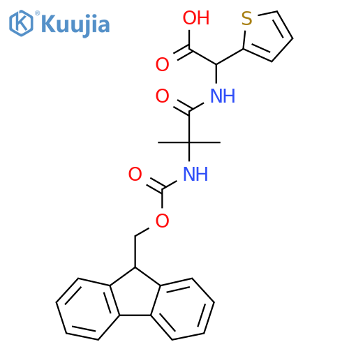 2-2-({(9H-fluoren-9-yl)methoxycarbonyl}amino)-2-methylpropanamido-2-(thiophen-2-yl)acetic acid structure