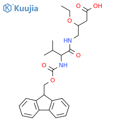 3-ethoxy-4-2-({(9H-fluoren-9-yl)methoxycarbonyl}amino)-3-methylbutanamidobutanoic acid structure