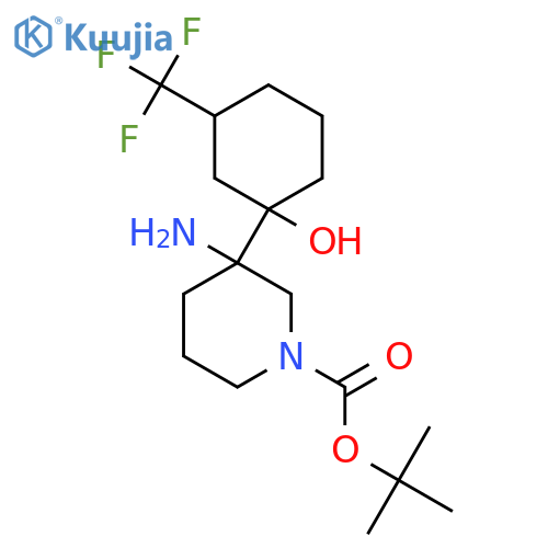 tert-butyl 3-amino-3-1-hydroxy-3-(trifluoromethyl)cyclohexylpiperidine-1-carboxylate structure