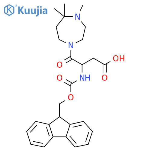 3-({(9H-fluoren-9-yl)methoxycarbonyl}amino)-4-oxo-4-(4,5,5-trimethyl-1,4-diazepan-1-yl)butanoic acid structure