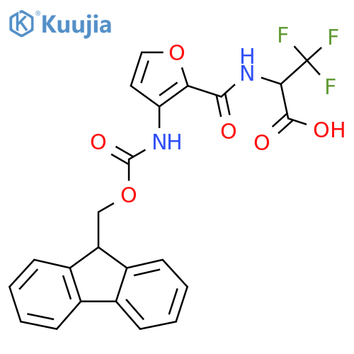 2-{3-({(9H-fluoren-9-yl)methoxycarbonyl}amino)furan-2-ylformamido}-3,3,3-trifluoropropanoic acid structure