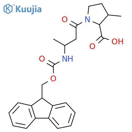 1-3-({(9H-fluoren-9-yl)methoxycarbonyl}amino)butanoyl-3-methylpyrrolidine-2-carboxylic acid structure