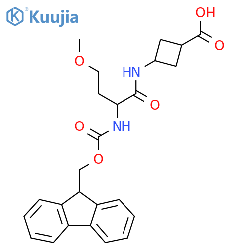 3-2-({(9H-fluoren-9-yl)methoxycarbonyl}amino)-4-methoxybutanamidocyclobutane-1-carboxylic acid structure
