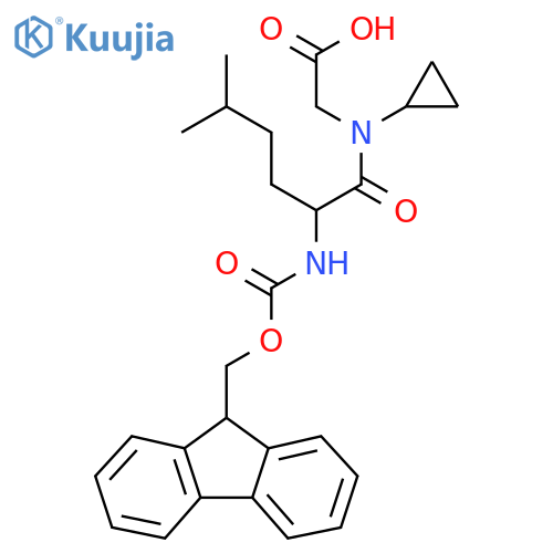 2-N-cyclopropyl-2-({(9H-fluoren-9-yl)methoxycarbonyl}amino)-5-methylhexanamidoacetic acid structure