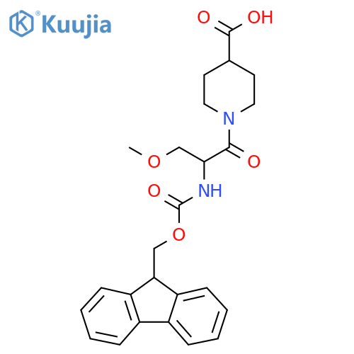 1-2-({(9H-fluoren-9-yl)methoxycarbonyl}amino)-3-methoxypropanoylpiperidine-4-carboxylic acid structure