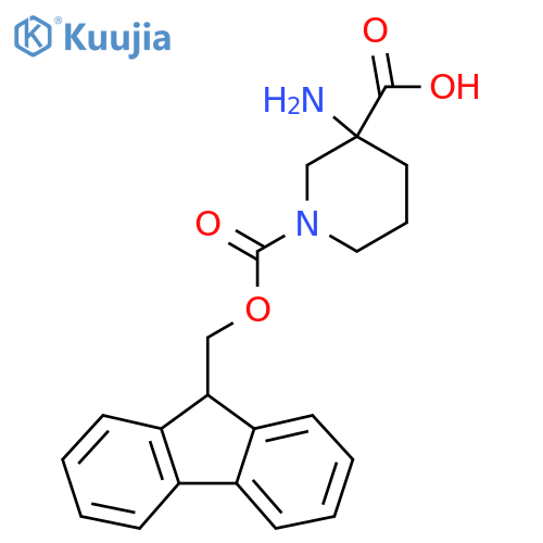 3-amino-1-{(9H-fluoren-9-yl)methoxycarbonyl}piperidine-3-carboxylic acid structure