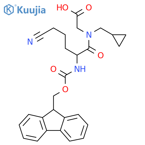 2-5-cyano-N-(cyclopropylmethyl)-2-({(9H-fluoren-9-yl)methoxycarbonyl}amino)pentanamidoacetic acid structure