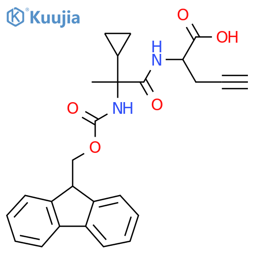 2-2-cyclopropyl-2-({(9H-fluoren-9-yl)methoxycarbonyl}amino)propanamidopent-4-ynoic acid structure