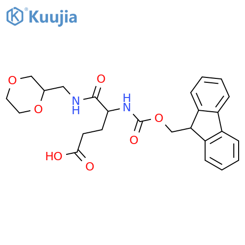 4-{(1,4-dioxan-2-yl)methylcarbamoyl}-4-({(9H-fluoren-9-yl)methoxycarbonyl}amino)butanoic acid structure