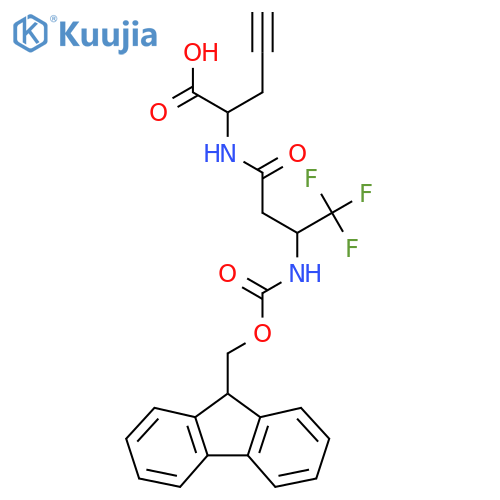 2-3-({(9H-fluoren-9-yl)methoxycarbonyl}amino)-4,4,4-trifluorobutanamidopent-4-ynoic acid structure