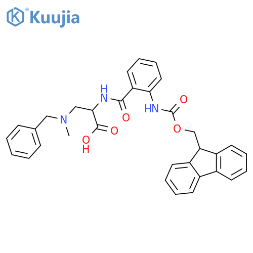3-benzyl(methyl)amino-2-{2-({(9H-fluoren-9-yl)methoxycarbonyl}amino)phenylformamido}propanoic acid structure