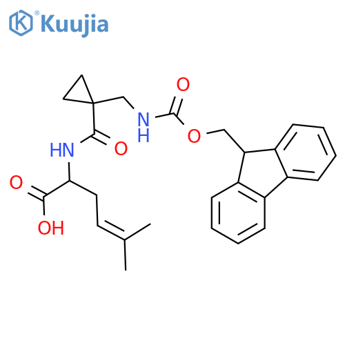 2-({1-({(9H-fluoren-9-yl)methoxycarbonyl}amino)methylcyclopropyl}formamido)-5-methylhex-4-enoic acid structure