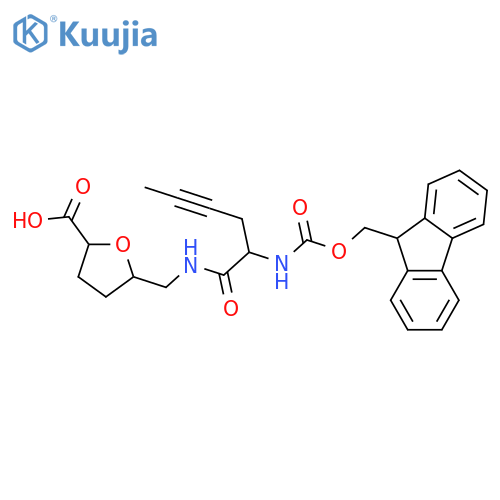5-{2-({(9H-fluoren-9-yl)methoxycarbonyl}amino)hex-4-ynamidomethyl}oxolane-2-carboxylic acid structure