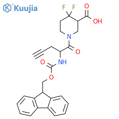 1-2-({(9H-fluoren-9-yl)methoxycarbonyl}amino)pent-4-ynoyl-4,4-difluoropiperidine-3-carboxylic acid structure