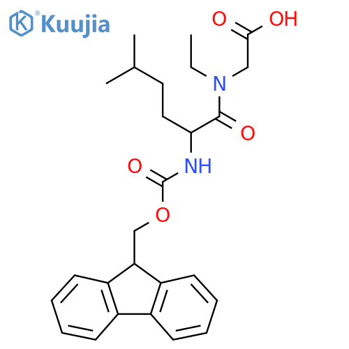 2-N-ethyl-2-({(9H-fluoren-9-yl)methoxycarbonyl}amino)-5-methylhexanamidoacetic acid structure