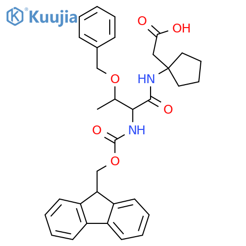 2-{1-3-(benzyloxy)-2-({(9H-fluoren-9-yl)methoxycarbonyl}amino)butanamidocyclopentyl}acetic acid structure