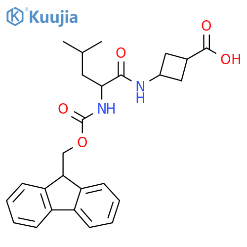 3-2-({(9H-fluoren-9-yl)methoxycarbonyl}amino)-4-methylpentanamidocyclobutane-1-carboxylic acid structure