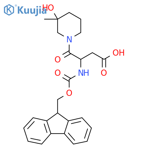 3-({(9H-fluoren-9-yl)methoxycarbonyl}amino)-4-(3-hydroxy-3-methylpiperidin-1-yl)-4-oxobutanoic acid structure