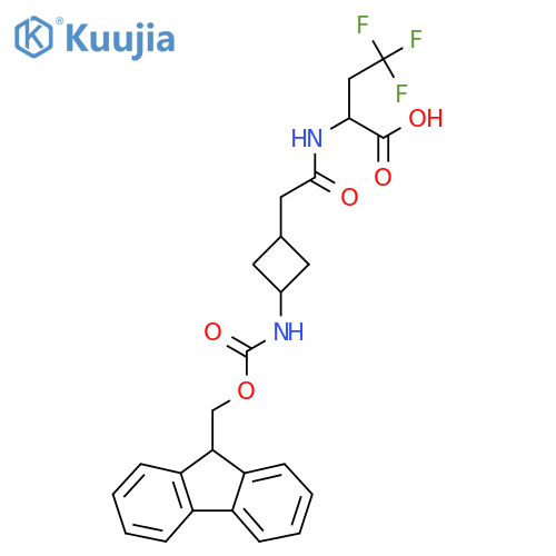 2-{2-3-({(9H-fluoren-9-yl)methoxycarbonyl}amino)cyclobutylacetamido}-4,4,4-trifluorobutanoic acid structure
