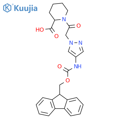 1-{2-4-({(9H-fluoren-9-yl)methoxycarbonyl}amino)-1H-pyrazol-1-ylacetyl}piperidine-2-carboxylic acid structure