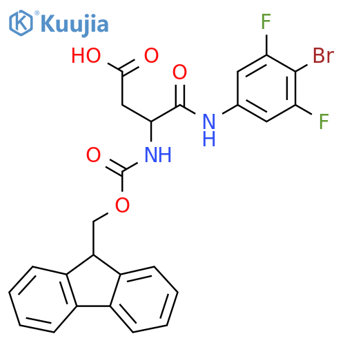 3-(4-bromo-3,5-difluorophenyl)carbamoyl-3-({(9H-fluoren-9-yl)methoxycarbonyl}amino)propanoic acid structure