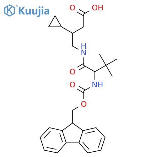 3-cyclopropyl-4-2-({(9H-fluoren-9-yl)methoxycarbonyl}amino)-3,3-dimethylbutanamidobutanoic acid structure