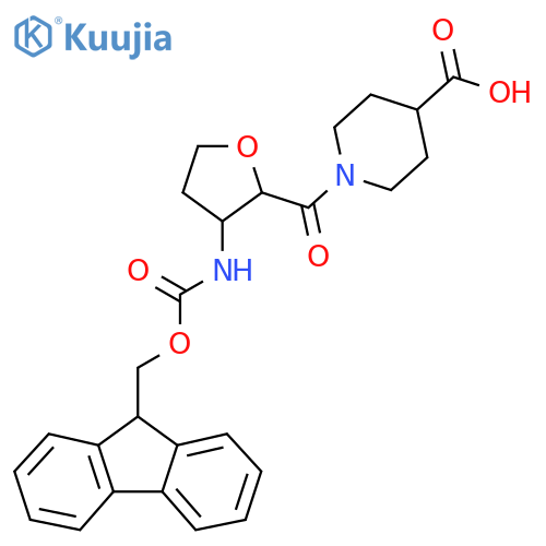 1-3-({(9H-fluoren-9-yl)methoxycarbonyl}amino)oxolane-2-carbonylpiperidine-4-carboxylic acid structure