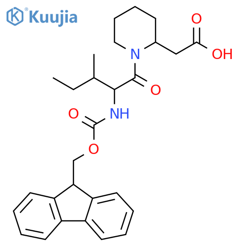 2-{1-2-({(9H-fluoren-9-yl)methoxycarbonyl}amino)-3-methylpentanoylpiperidin-2-yl}acetic acid structure