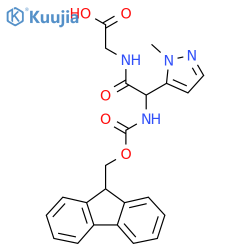 2-2-({(9H-fluoren-9-yl)methoxycarbonyl}amino)-2-(1-methyl-1H-pyrazol-5-yl)acetamidoacetic acid structure