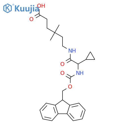 6-2-cyclopropyl-2-({(9H-fluoren-9-yl)methoxycarbonyl}amino)acetamido-4,4-dimethylhexanoic acid structure