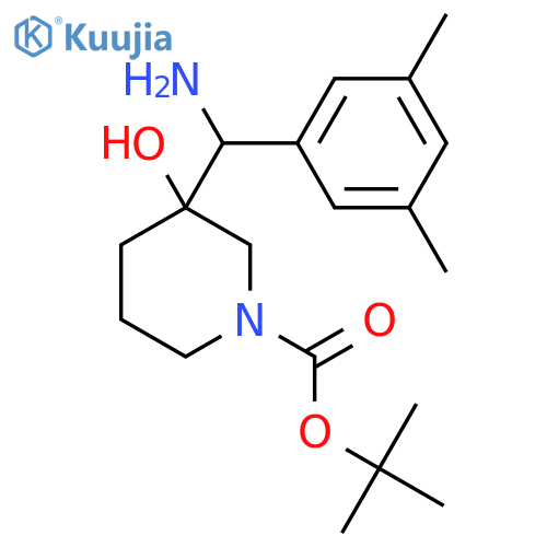 tert-butyl 3-amino(3,5-dimethylphenyl)methyl-3-hydroxypiperidine-1-carboxylate structure