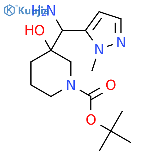 tert-butyl 3-amino(1-methyl-1H-pyrazol-5-yl)methyl-3-hydroxypiperidine-1-carboxylate structure