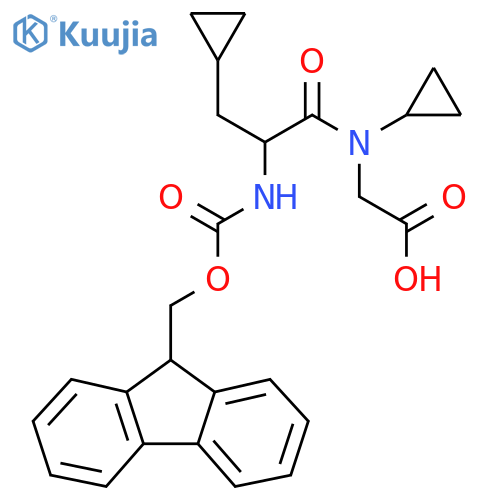 2-N,3-dicyclopropyl-2-({(9H-fluoren-9-yl)methoxycarbonyl}amino)propanamidoacetic acid structure