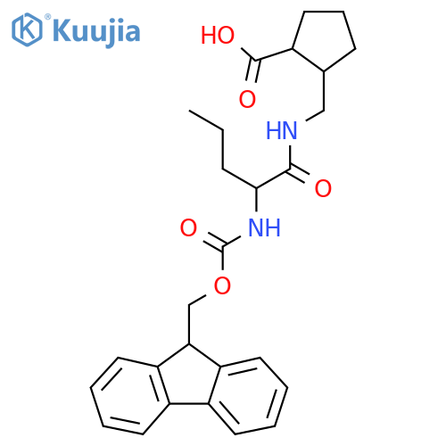 2-{2-({(9H-fluoren-9-yl)methoxycarbonyl}amino)pentanamidomethyl}cyclopentane-1-carboxylic acid structure