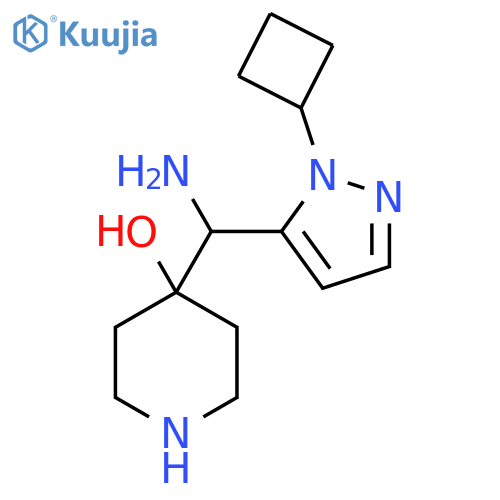 4-amino(1-cyclobutyl-1H-pyrazol-5-yl)methylpiperidin-4-ol structure
