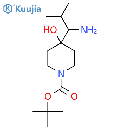 Tert-butyl 4-(1-amino-2-methylpropyl)-4-hydroxypiperidine-1-carboxylate structure