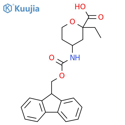 2-ethyl-4-{(9H-fluoren-9-ylmethoxy)carbonylamino}oxane-2-carboxylic acid structure