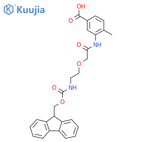 3-{2-2-({(9H-fluoren-9-yl)methoxycarbonyl}amino)ethoxyacetamido}-4-methylbenzoic acid structure