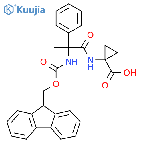 1-2-({(9H-fluoren-9-yl)methoxycarbonyl}amino)-2-phenylpropanamidocyclopropane-1-carboxylic acid structure