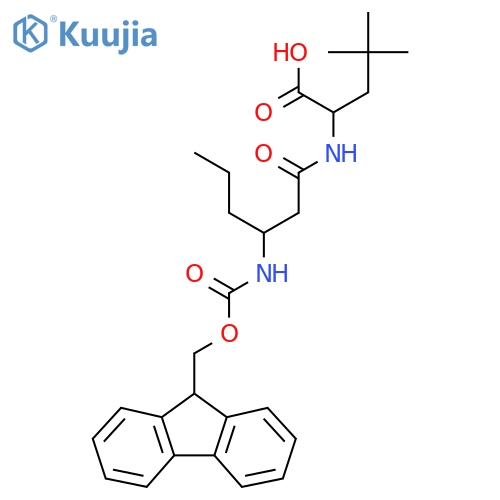 2-3-({(9H-fluoren-9-yl)methoxycarbonyl}amino)hexanamido-4,4-dimethylpentanoic acid structure