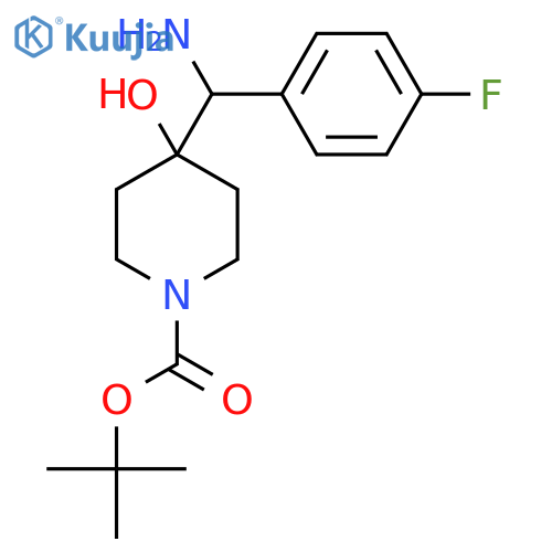 tert-butyl 4-amino(4-fluorophenyl)methyl-4-hydroxypiperidine-1-carboxylate structure