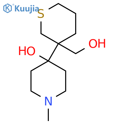 4-3-(hydroxymethyl)thian-3-yl-1-methylpiperidin-4-ol structure