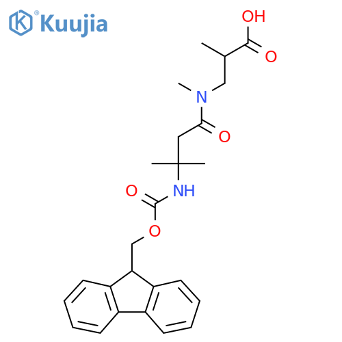 3-3-({(9H-fluoren-9-yl)methoxycarbonyl}amino)-N,3-dimethylbutanamido-2-methylpropanoic acid structure