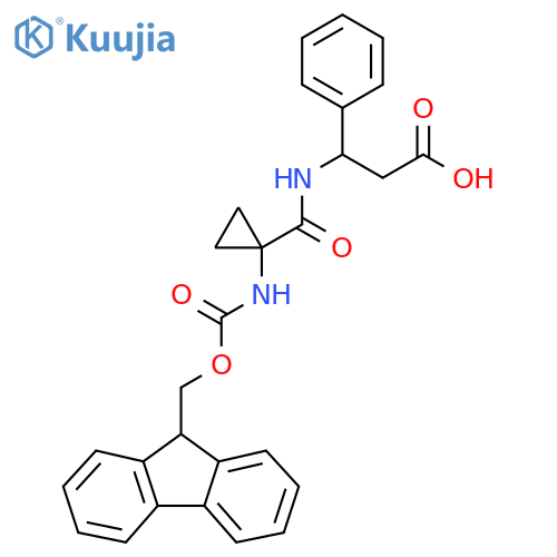 3-{1-({(9H-fluoren-9-yl)methoxycarbonyl}amino)cyclopropylformamido}-3-phenylpropanoic acid structure