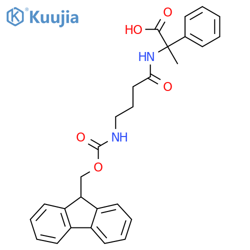 2-4-({(9H-fluoren-9-yl)methoxycarbonyl}amino)butanamido-2-phenylpropanoic acid structure