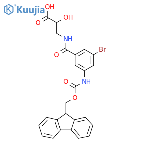3-{3-bromo-5-({(9H-fluoren-9-yl)methoxycarbonyl}amino)phenylformamido}-2-hydroxypropanoic acid structure