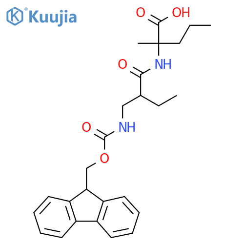 2-{2-({(9H-fluoren-9-yl)methoxycarbonyl}amino)methylbutanamido}-2-methylpentanoic acid structure